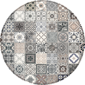 OCHRONNA OKRĄGŁA MATA POD FOTEL SZARY PATCHWORK