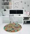 ANTYPOŚLIZGOWA MATA POD FOTEL OKRĄGŁA KOLOROWY PATCHWORK