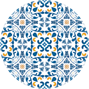 OCHRONNA MATA OKRĄGŁA POD FOTEL TRADYCYJNY NIEBIESKI WZÓR