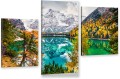 Obraz jezioro w górach Braies TRYPTYK do salonu canvas