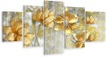 Obraz 3D 5-części tryptyk do salonu ZŁOTE KWIATY 