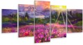 Tryptyk 5 części na płótnie canvas elegancki pejzaż jak malowany kwiaty