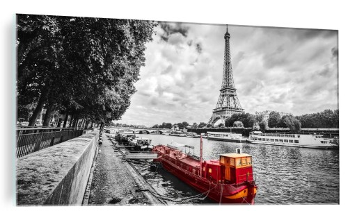 FOTO OBRAZ NA SZKLE SZKLANY CZARNO BIAŁY EIFFLA PARYŻ