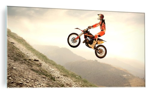 FOTO OBRAZ SZKLANY ŚCIENNY CROSS MOTOCROSS SPORT