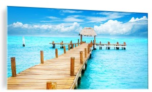 FOTO OBRAZ SZKLANY ŚCIENNY POMOST OCEAN PLAŻA