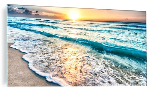 FOTO OBRAZ SZKLANY ŚCIENNY ZACHÓD SŁOŃCA NA PLAŻY