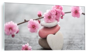 FOTO OBRAZ SZKLANY ŚCIENNY ZEN KWIATY WIŚNI