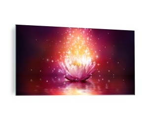 FOTO OBRAZ SZKLANY NA ŚCIANĘ PIĘKNY KWIAT LOTOSU