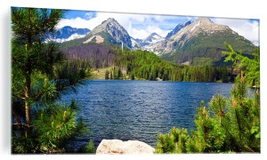OBRAZ NA SZKLE na ścianę do salonu jezioro góry natura