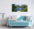 OBRAZ NA SZKLE na ścianę do salonu jezioro góry natura