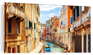OBRAZ NA SZKLE na ścianę do salonu WENECJA KANAŁ