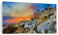 OBRAZ SZKLANY ZACHÓD SŁOŃCA SANTORINI GRECJA