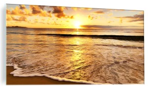 FOTO OBRAZ SZKLANY ŚCIENNY MORZE ZACHÓD FALE