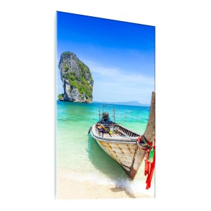 NOWOCZESNY FOTO OBRAZ SZKLANY ŁÓDKA W TAJLANDII PLAŻA