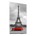 NOWOCZESNY FOTO OBRAZ SZKLANY PARYŻ EIFFEL AUTO