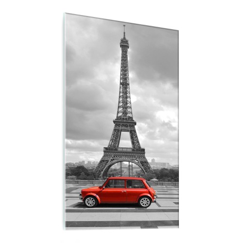 NOWOCZESNY FOTO OBRAZ SZKLANY PARYŻ EIFFEL AUTO
