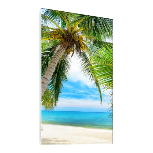 FOTO OBRAZ NA SZKLE TROPIKALNA PLAŻA PALMA OCEAN