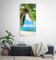 FOTO OBRAZ NA SZKLE TROPIKALNA PLAŻA PALMA OCEAN