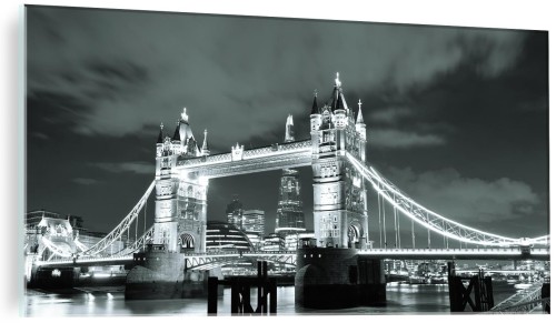 FOTO OBRAZ NA SZKLE SZKLANY Tower Bridge most czarno biały