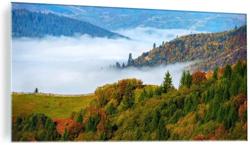 FOTO OBRAZ NA SZKLE SZKLANY Karpaty góry mgła 