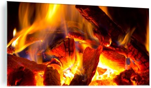 FOTO OBRAZ NA SZKLE SZKLANY OGNISKO OGIEŃ DREWNO