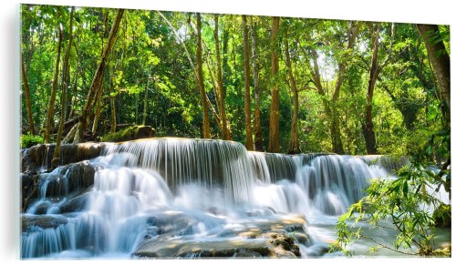 FOTO OBRAZ NA SZKLE do salonu wodospady w lesie 