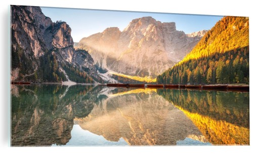 ŚCIENNY FOTO OBRAZ ZE SZKŁA KRAJOBRAZ GÓRSKI JEZIORO