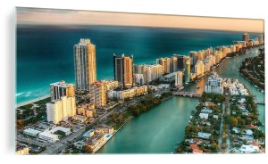 OBRAZ ZE SZKŁA SZKLANY MIAMI WIDOK NA MIASTO