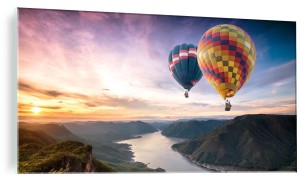 OBRAZ ZE SZKŁA SZKLANY DO SALONU BALONY NAD WZGÓRZAMI