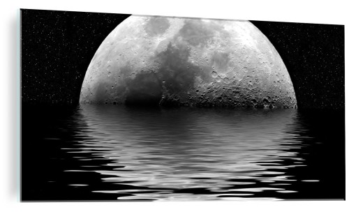 FOTO OBRAZ ZE SZKŁA SZKLANY KSIĘŻYC OCEAN NOC