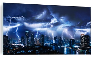 FOTO OBRAZ SZKLANY BURZA NAD MIASTEM WIERZOWCE