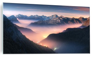 FOTO OBRAZ SZKLANY DO SALONU MGŁA DOLINY GÓRY