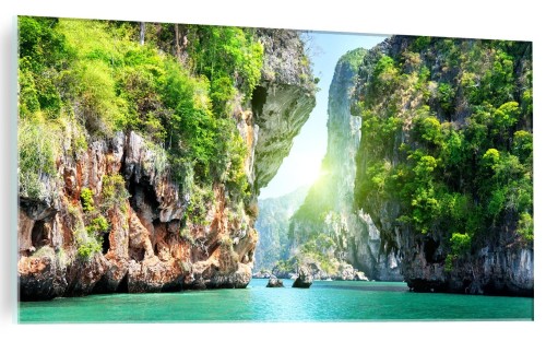 FOTO OBRAZ SZKLANY DO SALONU TAJLANDIA MORZE SKAŁY