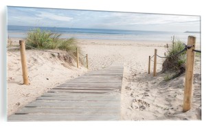 OBRAZ NA SZKLE SZKLANY DO SALONU PLAŻA PIASEK WIDOK NA MORZE