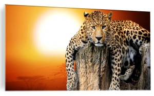 OBRAZ NA SZKLE SZKLANY DO SALONU LAMPART CENTKI