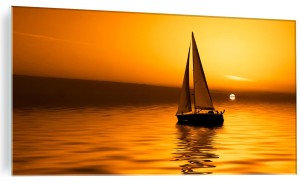 SZKLANY FOTO OBRAZ ŁÓDKA NA MORZU ZACHÓD SŁOŃCA