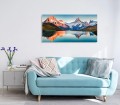SZKLANY FOTO OBRAZ DO SALONU KRAJOBRAZ GÓRY JEZIORO
