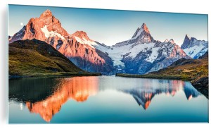 SZKLANY FOTO OBRAZ DO SALONU KRAJOBRAZ GÓRY JEZIORO