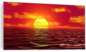 OBRAZ NA SZKLE SZKLANY DO SYPIALNI ZACHÓD SŁOŃCA NAD MORZEM
