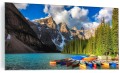 OBRAZ NA SZKLE SZKLANY DO SALONU Jezioro Moraine łódki góry