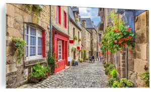 OBRAZ NA SZKLE SZKLANY ŚCIENNY uliczka Włochy kwiaty 