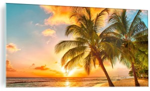 OBRAZ NA SZKLE SZKLANY ŚCIENNY krajobraz morski palmy