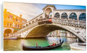OBRAZ NA SZKLE SZKLANY ŚCIENNY WENECJA MOST GONDOLA