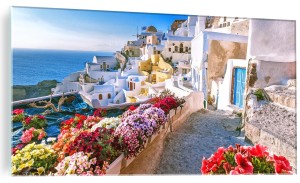 OBRAZ NA SZKLE SZKLANY ŚCIENNY SANTORINI WYSPA GRECJA 