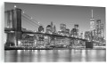 OBRAZ SZKLANY ŚCIENNY DO SALONU Manhattan most czarno biały 