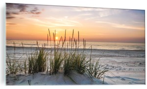 NOWOCZESNY OBRAZ SZKLANY ZACHÓD SŁOŃCA NAD MORZEM