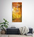 OBRAZ SZKLANY DO SALONU JESIENNY KRAJOBRAZ DRZEWA