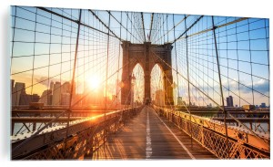 OBRAZ SZKLANY NA SZKLE ZACHÓD SŁOŃCA MOST 