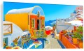 OBRAZ SZKLANY NA SZKLE ULICZKA W GRECJI SANTORINI