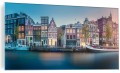 OBRAZ SZKLANY NA SZKLE AMSTERDAM KANAŁ NOCĄ